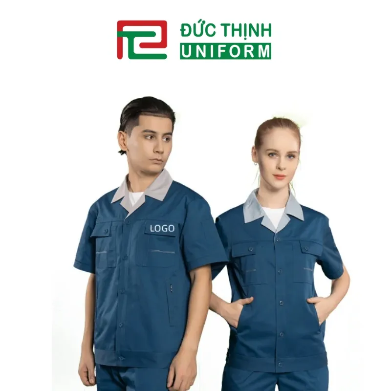 rang phục bảo trì màu xanh phối xám