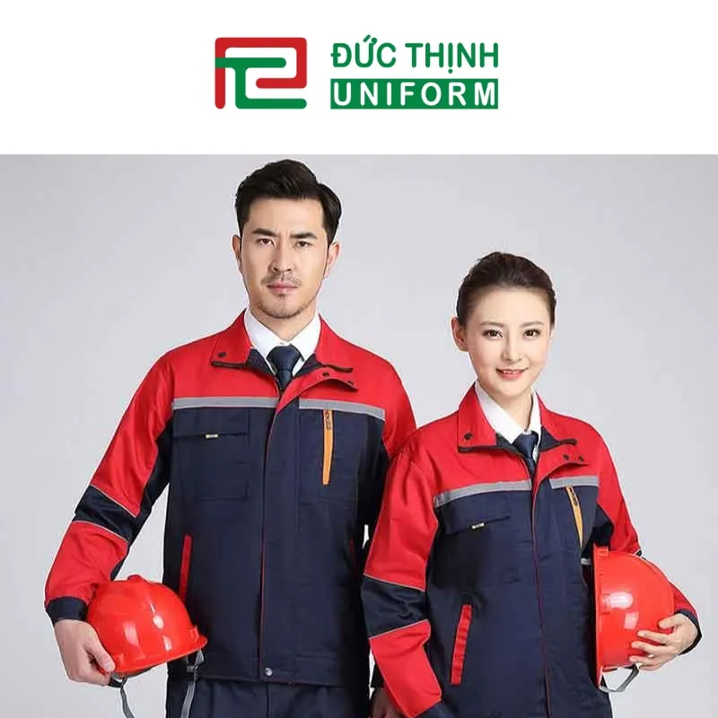 Đồng phục cho nhân viên màu xanh phối đỏ